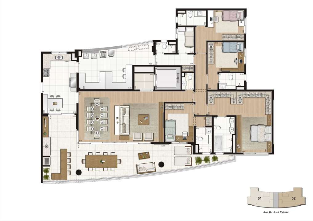 Planta 271m², sendo 5m² de depósito no subsolo - 4 suítes | K by Cyrela – Chácara Klabin - São Paulo - São Paulo Planta 271m², sendo 5m² de depósito no subsolo - 4 suítes | K by Cyrela – Apartamento na Chácara Klabin - São Paulo - São Paulo